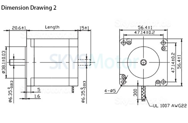 Oukeda NEMA 23 Schrittmotor OK57STH56-2804AD8-32 1,8 Grad 12,35Ncm 2 Phasen D-Cut